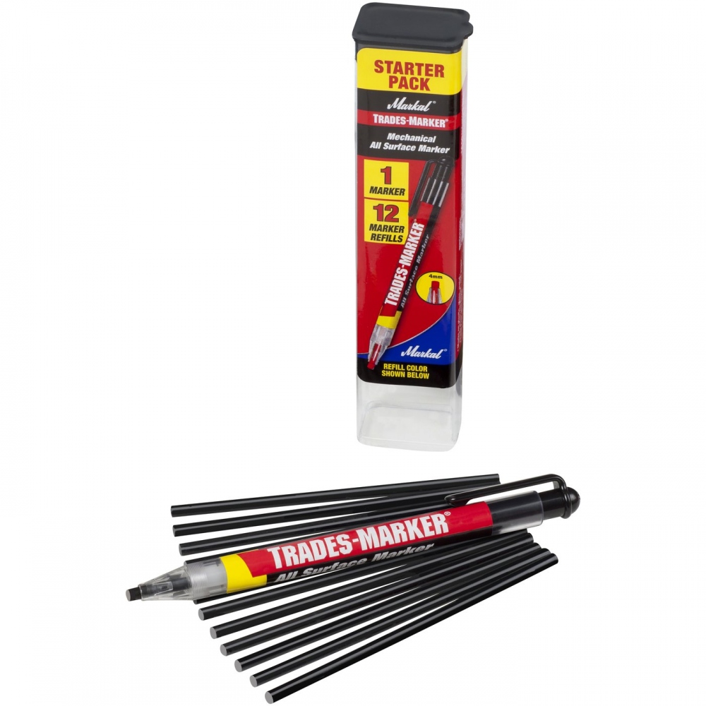 pics/Markal/Trades-Marker refills 12/markal-trades-marker-grease-pencil-12-coloured-refills-black.jpg